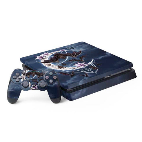 Gothic Moon with Bats and Flowers by Sarah Richter PlayStation PS4 Skins